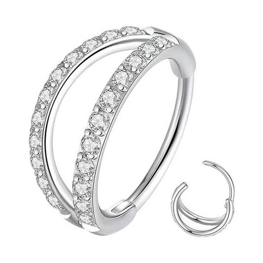 Double Zircon Nose Ring Piercing Jewelry