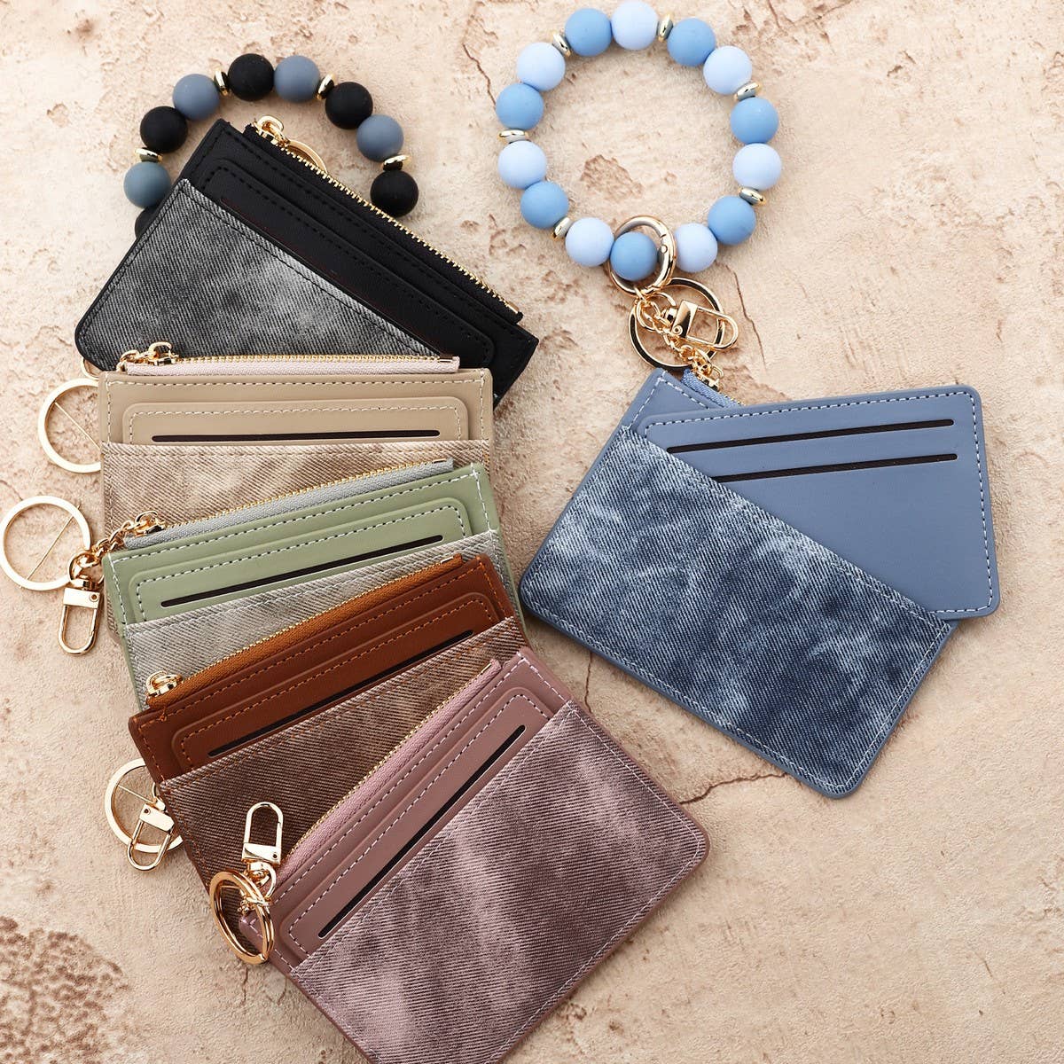 Silicone Bead Keychain Wallet ID Card Holder_CUAB00450