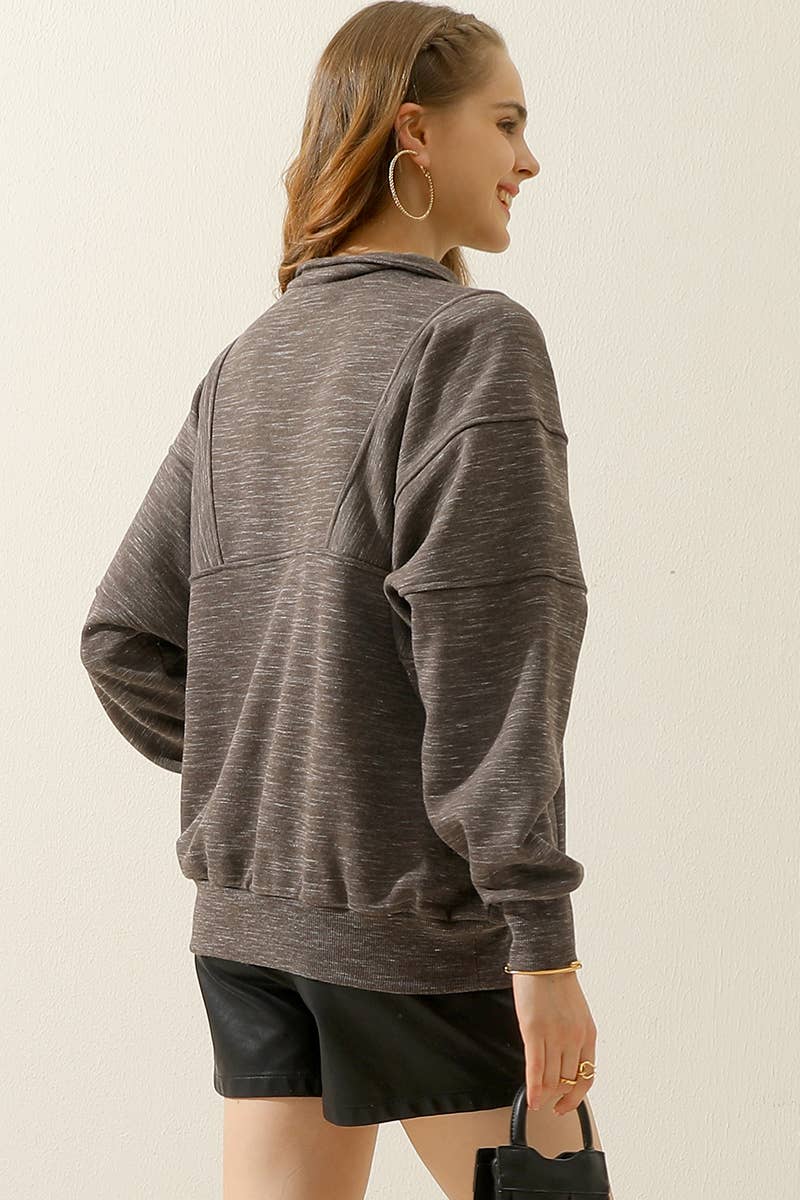 CWTTL900-P_PLUS HALF ZIP UP SWEATSHIRT WITH KANGAROO POCKET