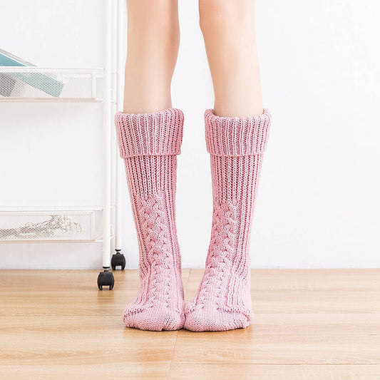PINK TWISTED HEM MID-CALF SOCKS_CWMS0866