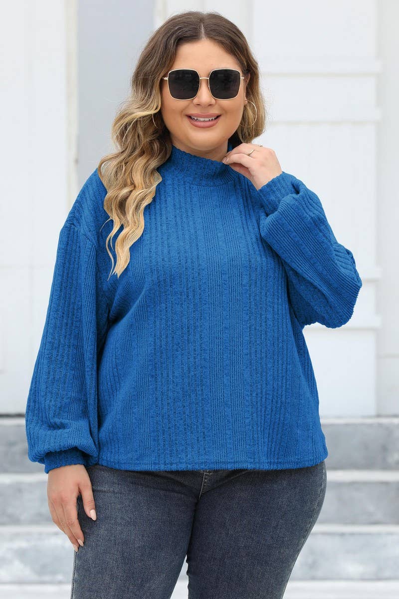 CWTTL1310_PLUS Size Turtle Neck Long Sleeve Pullover Top