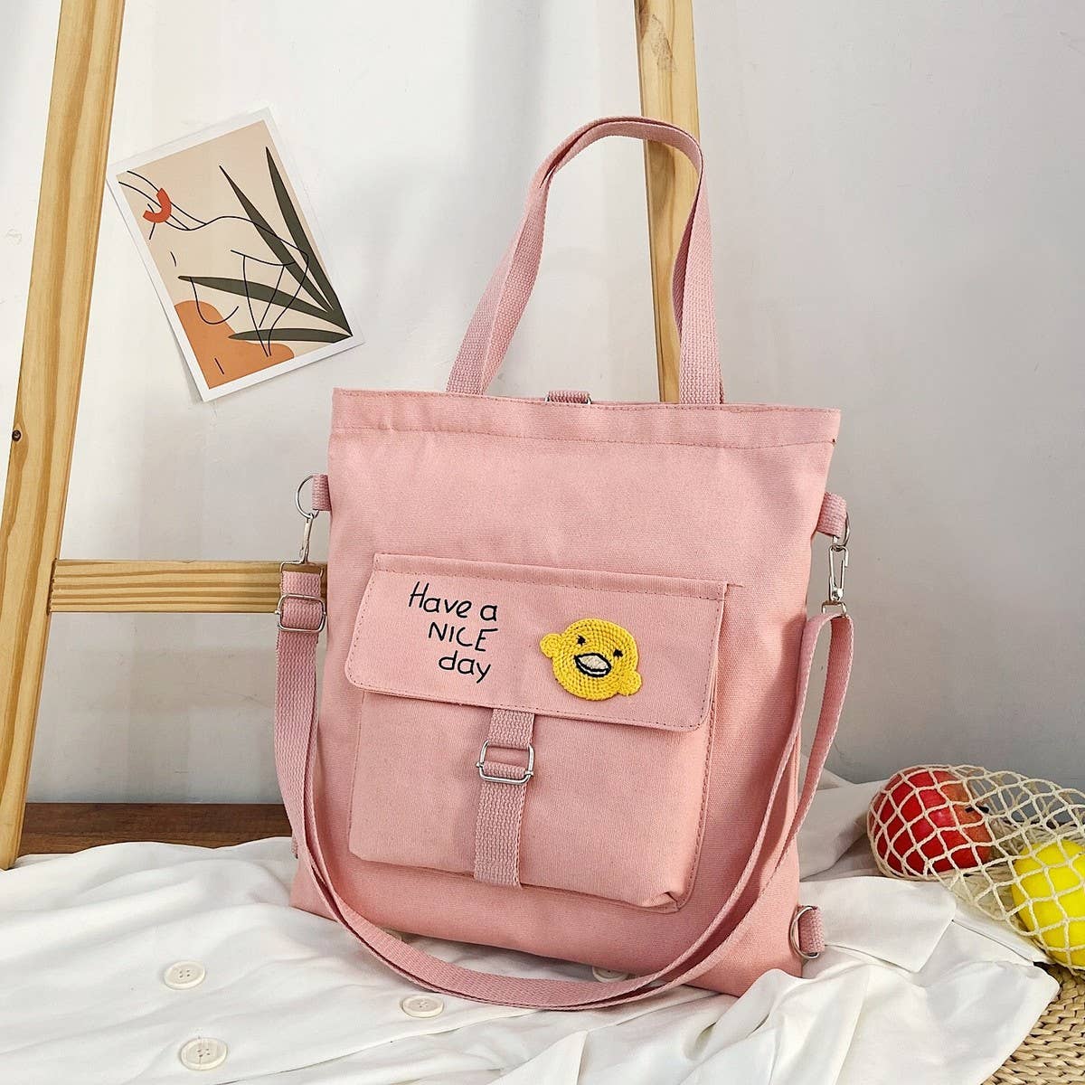 MULTI POCKET CANVAS BACKPACK TOTE BAG_CWAB1702