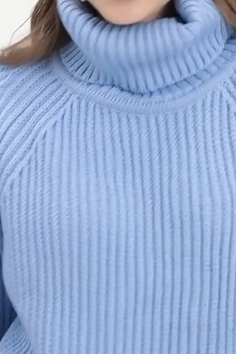 CWOSWL6378_TURTLENECK PULLOVER SOLID COLOR KNITTED SWEATER