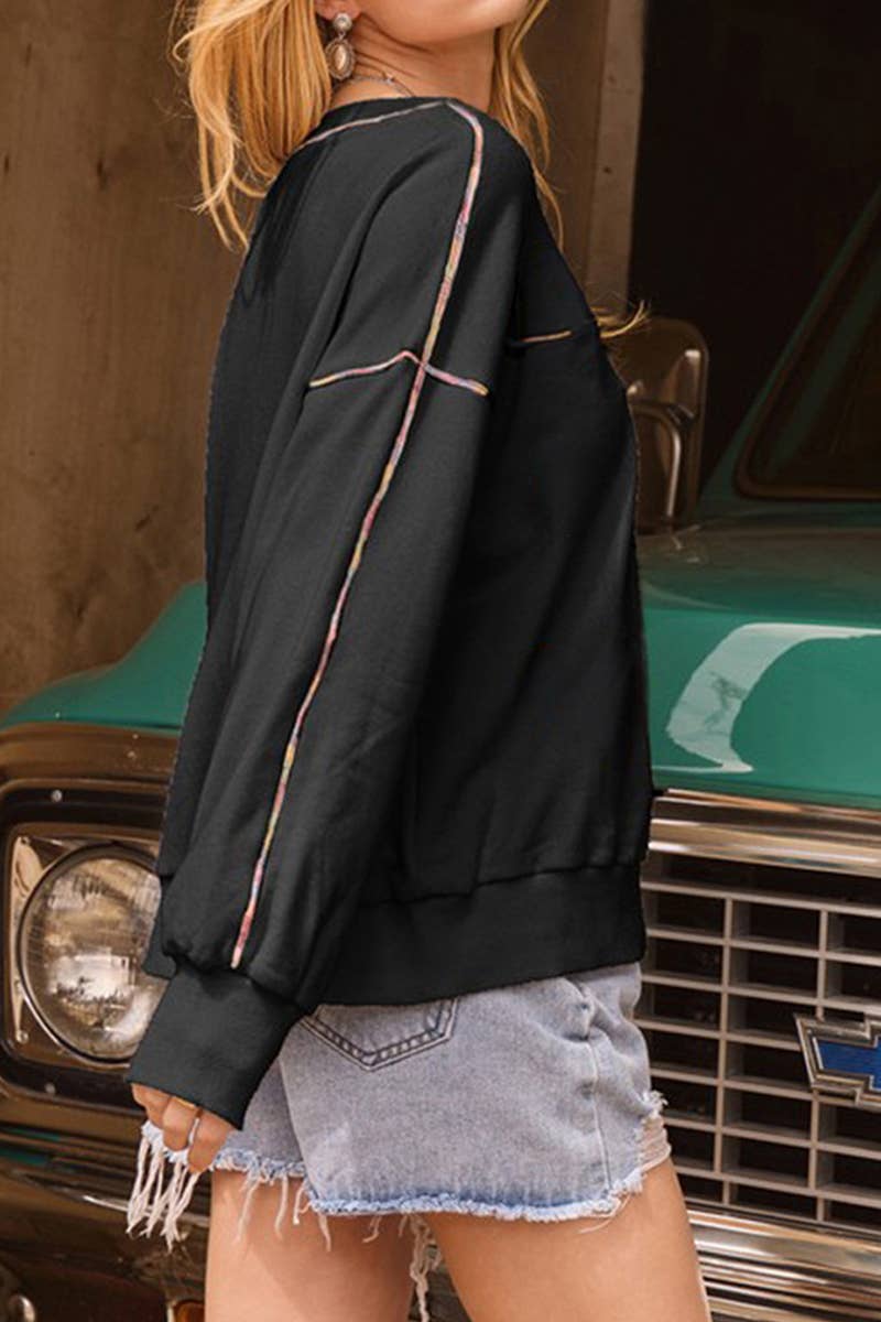 CASUAL STYLE PULLOVER WITH COLOR TRIM HOODIE