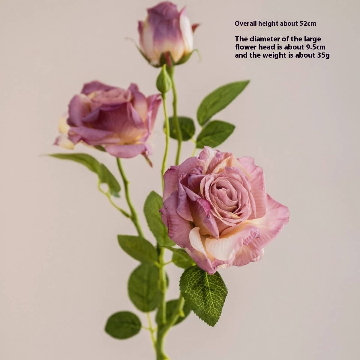 2-Flower 1-Bud Burnt Edge Dried Rose Artificial_CWMM6477