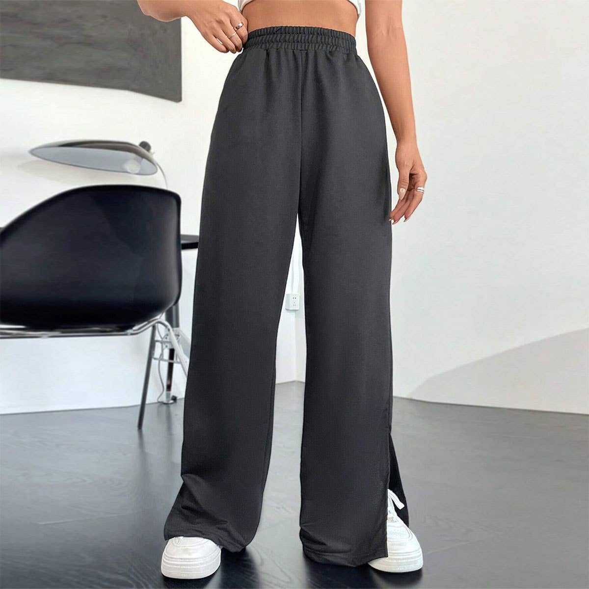 CASUAL SPORTS SLIT ELASTIC WAIST SWEATPANTS