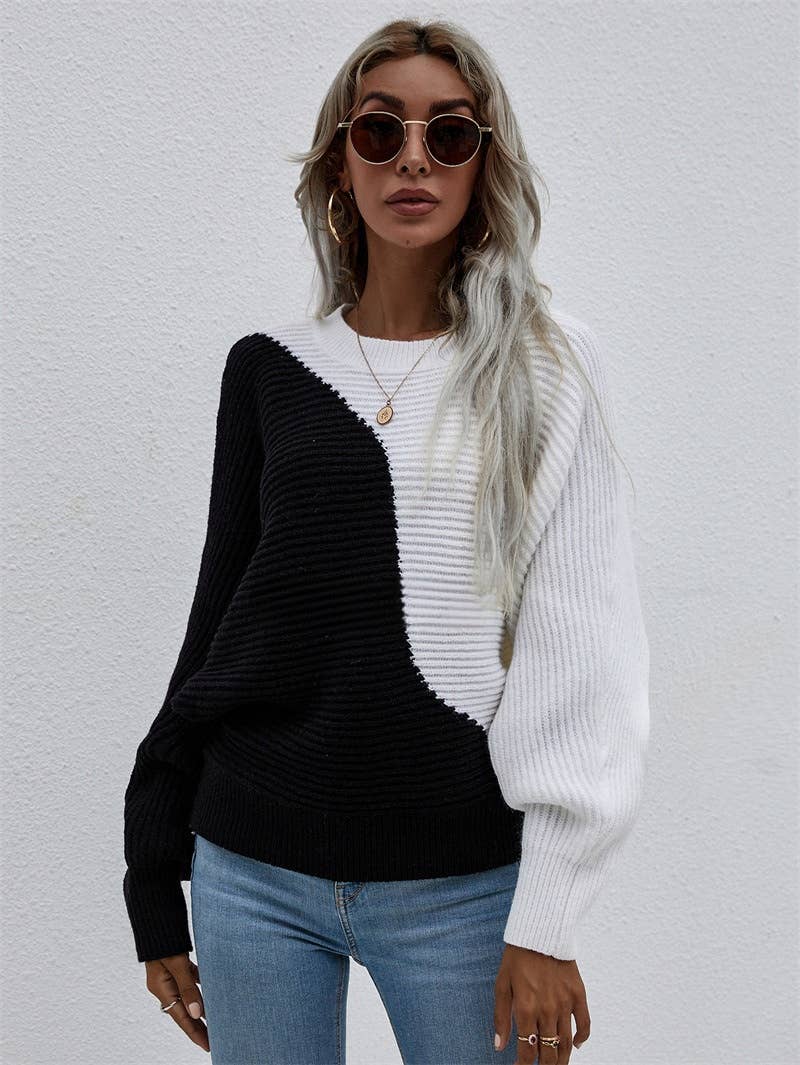 CWOSWL1402_Crew Neck Pullover Casual Sweater