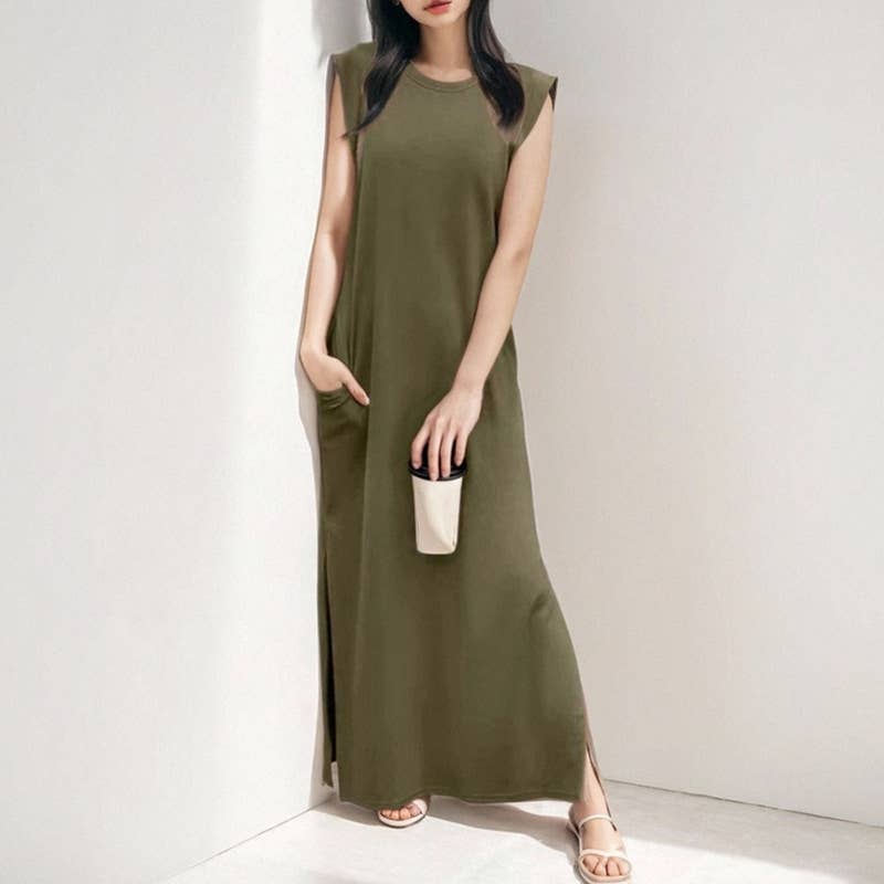Casual French style sleeveless slimming dress