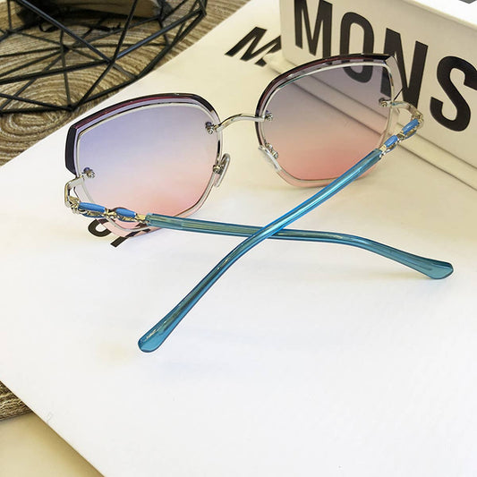 WOMEN RETRO RIMLESS CRYSTAL SUNGLASSES