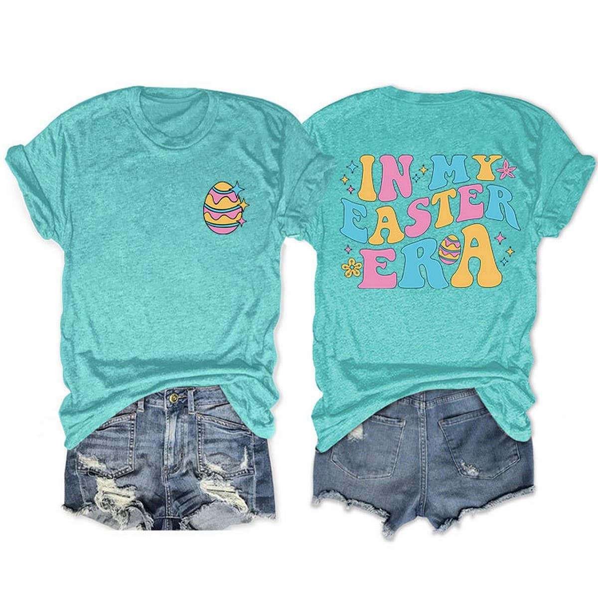EASTER TREND DOUBLE SIDED LETTER PRINTED TEES_CWTTS0869