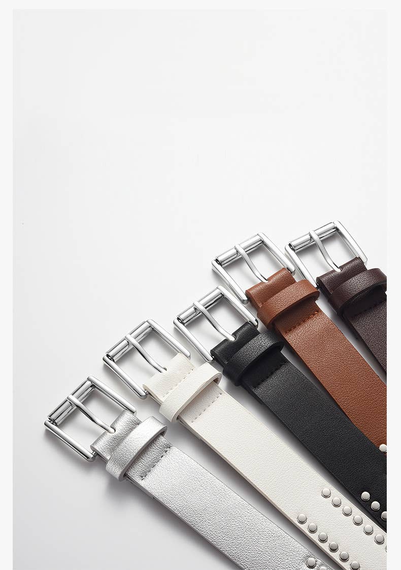 Hip hop metal punk style rivet pin buckle PU belt