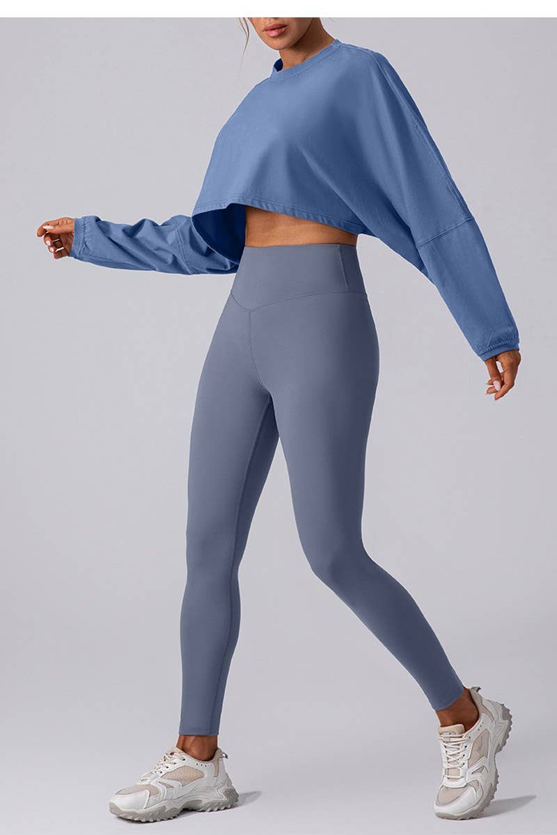 CWTTL2061_SPORTS SHORT ROUND NECK LOOSE SWEATSHIRT T-SHIRT