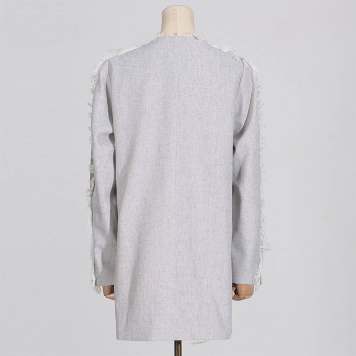 Fashionable Fringe Hem Blazer ? Colorblock Style
