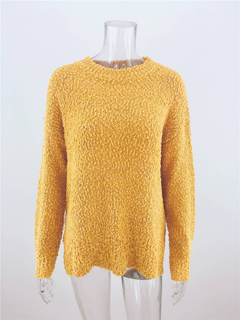 CWOSWL1409_Crew Neck Pullover Casual Sweater