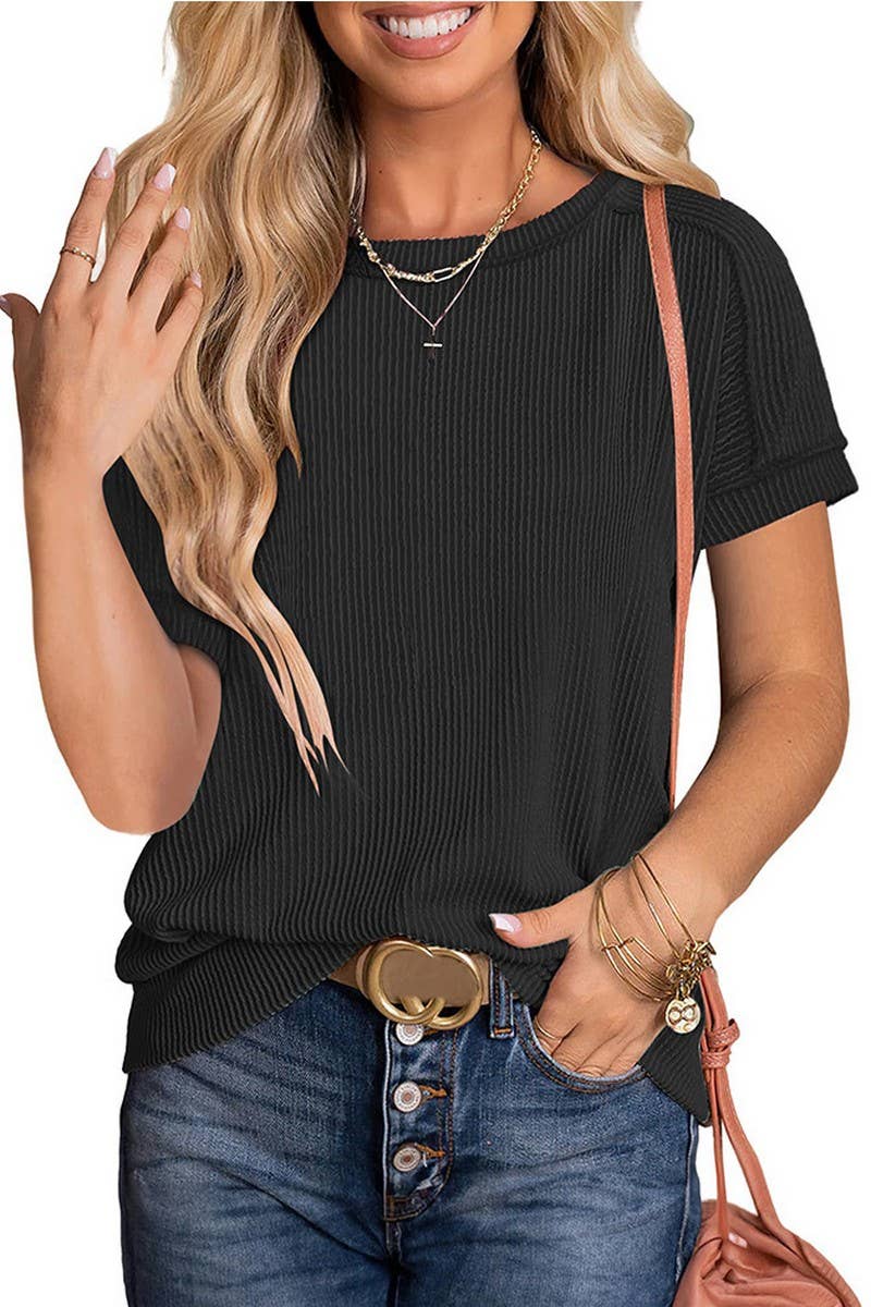 CWTBLS1816_SUMMER ROUND NECK SHORT SLEEVE LOOSE T-SHIRT