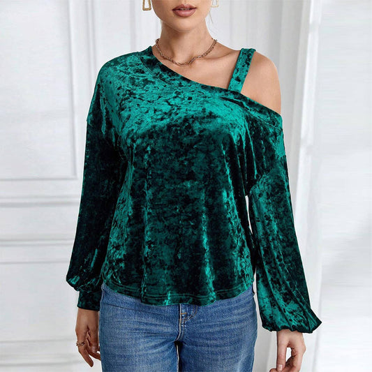 FLUORESCENT LANTERN SLEEVE SHIRT DIAGONAL COLLAR