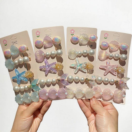 CWAHA07412_STARFISH SHELL HAIR CLIP FOR GIRLS SUMMER