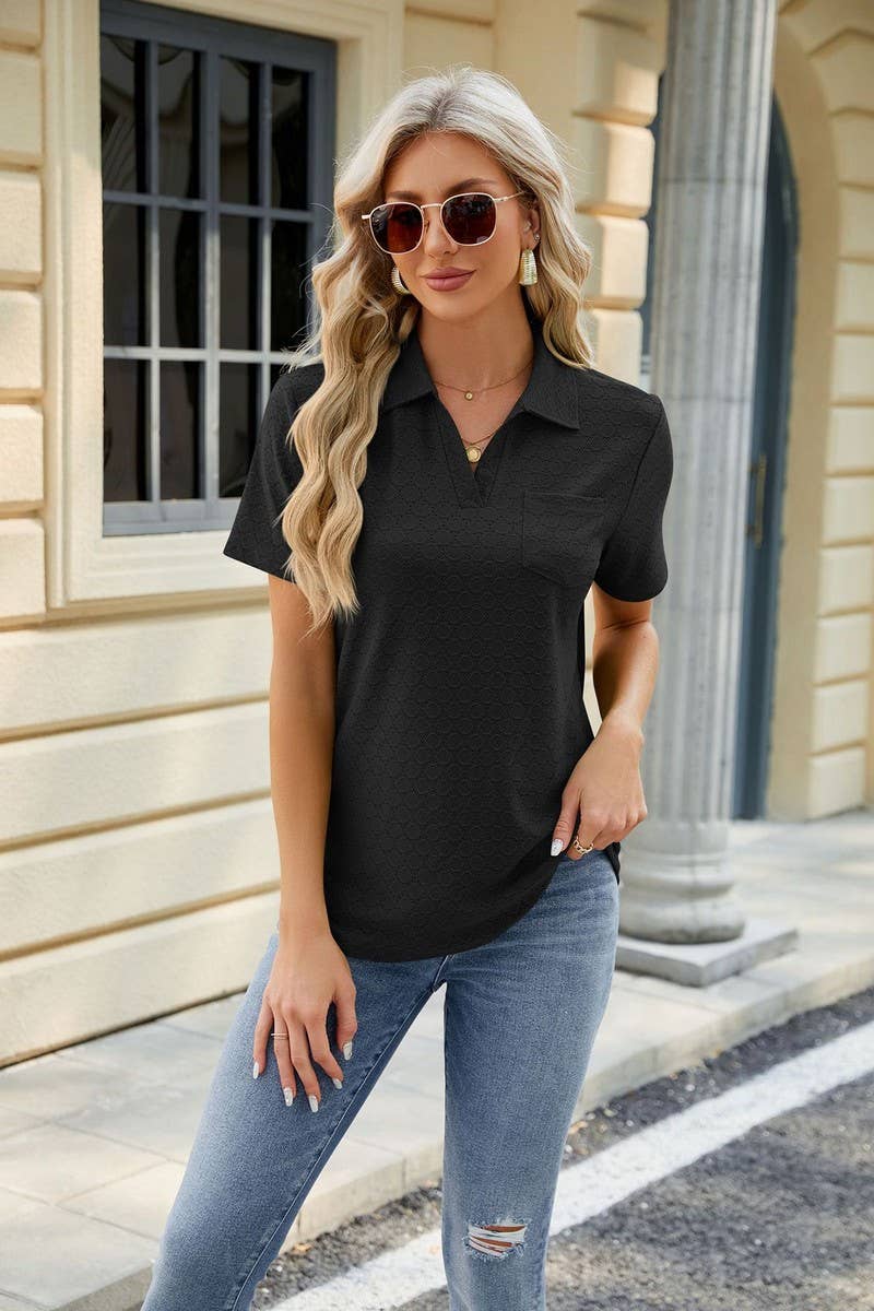 CWTTS0817_V-Neck Short Sleeve Knit Top