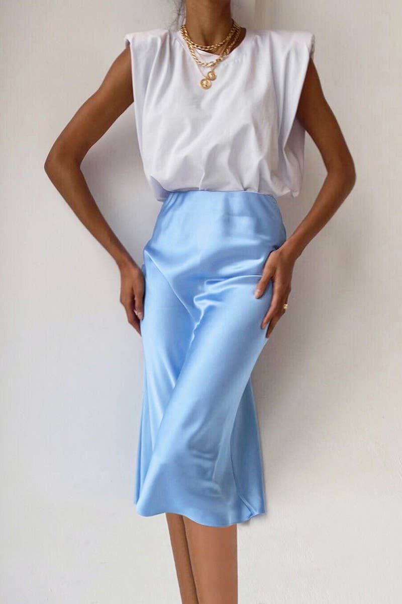 CWBMS0251_HIGH WAIST SATIN SLIM FIT DRAPE HIP WRAP SKIRT