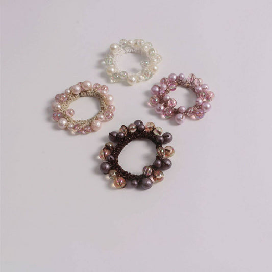 Sweet Cute Wrinkled Pearl Hair Tie Simple New Band