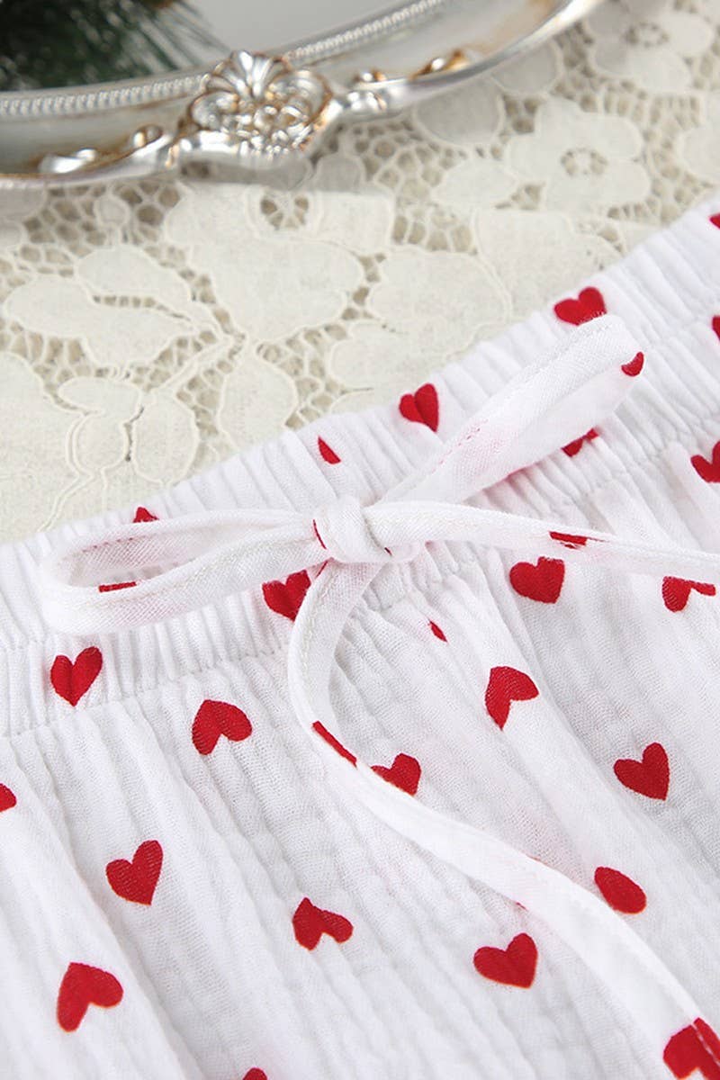 CWSPJ0190_HEART PRINT NIGHTGOWN SHORTS TWO-PIECE PAJAMAS