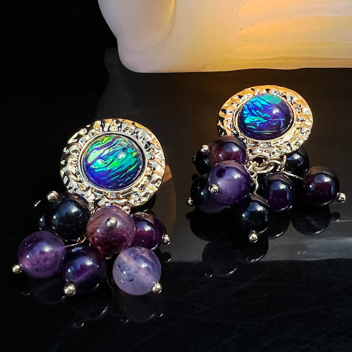 GRAPE SHAPE 925 SILVER NEEDLE STUD EARRINGS
