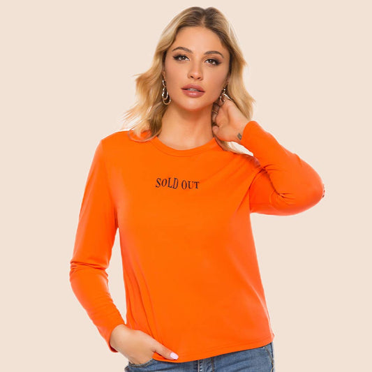 CASUAL PULLOVER ROUND NECK LETTER PRINT T-SHIRT