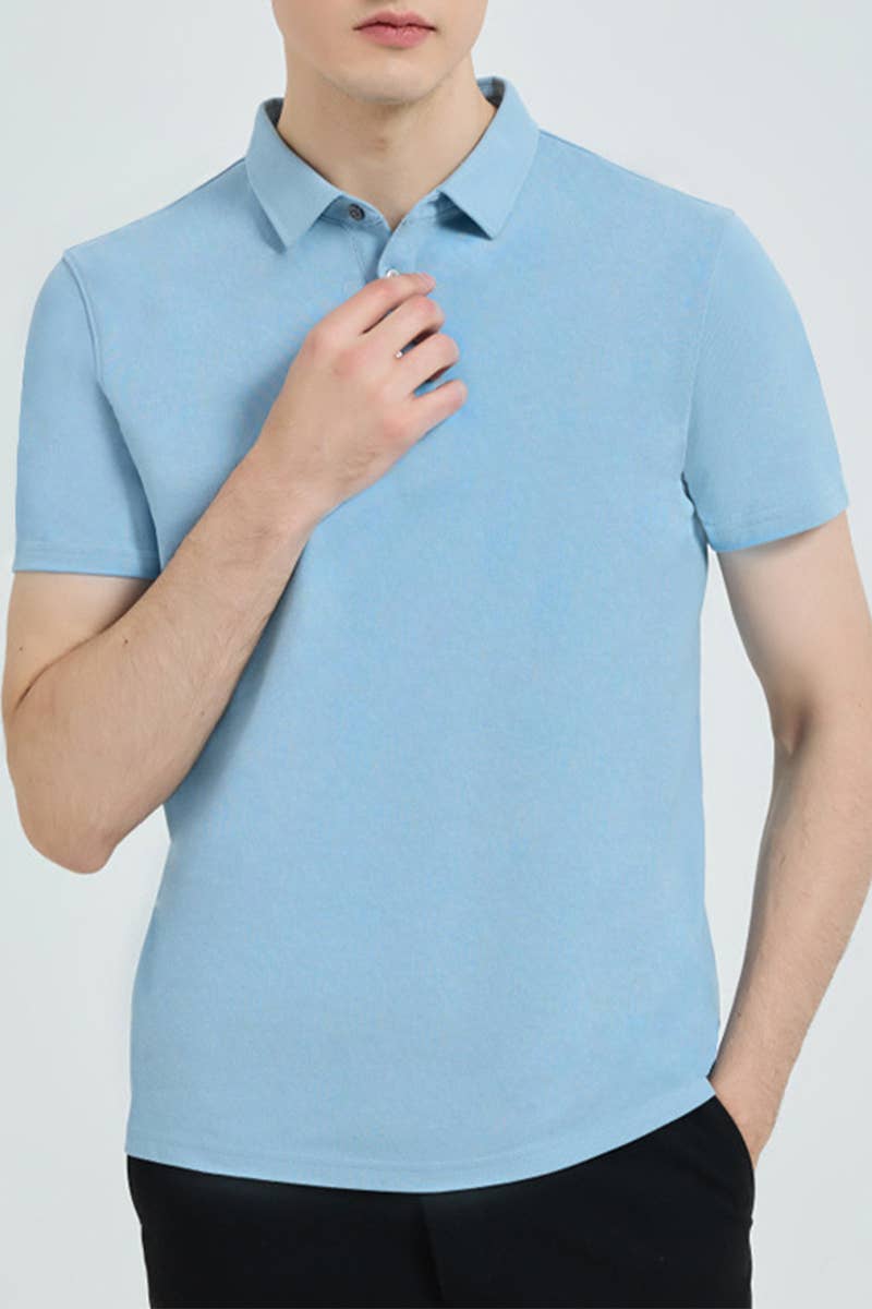 CWTBLS1787_MEN'S SIMPLE SEAMLESS COLLAR POLO SHIRT