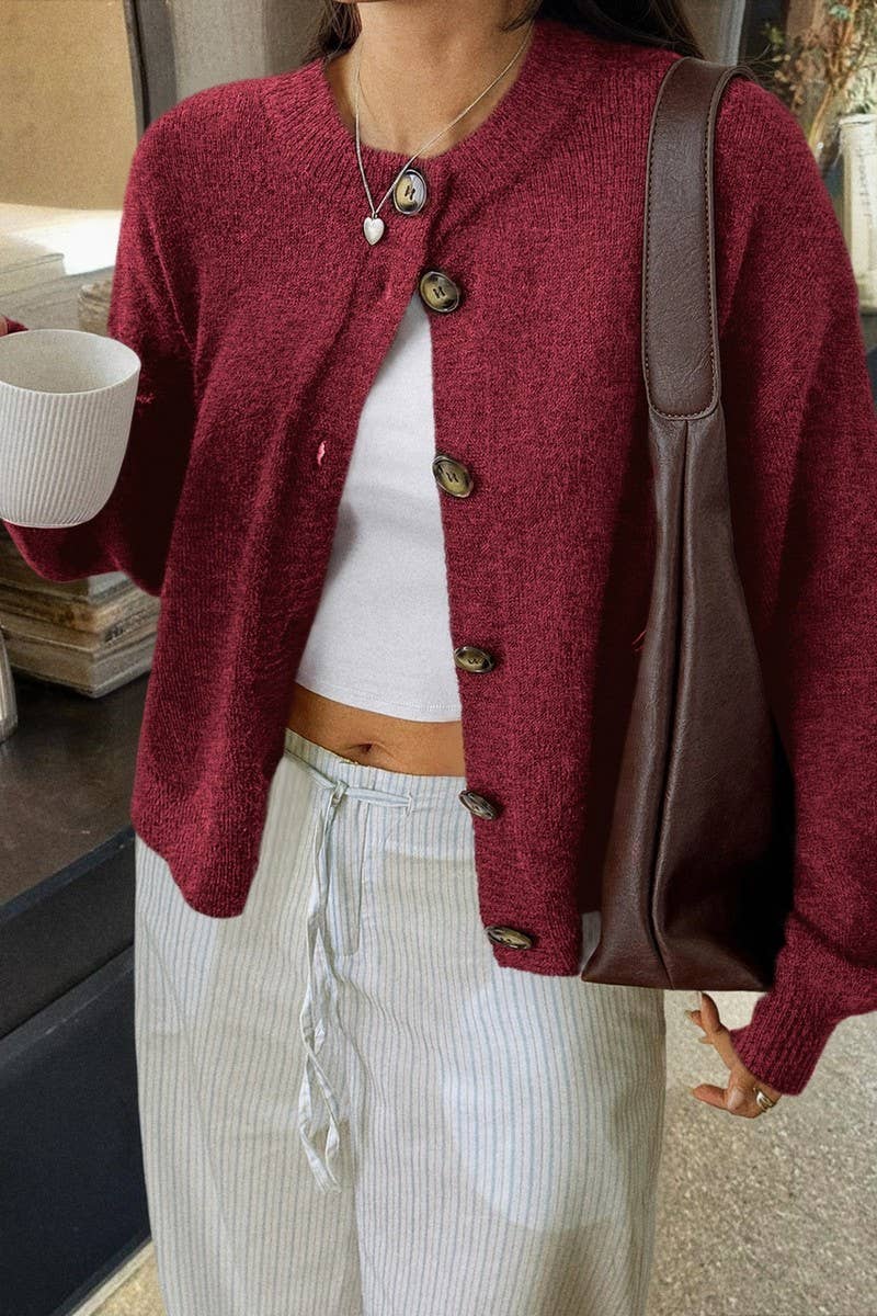 CWOCO00194_CASUAL SIMPLE BUTTON LONG SLEEVE KNIT CARDIGAN