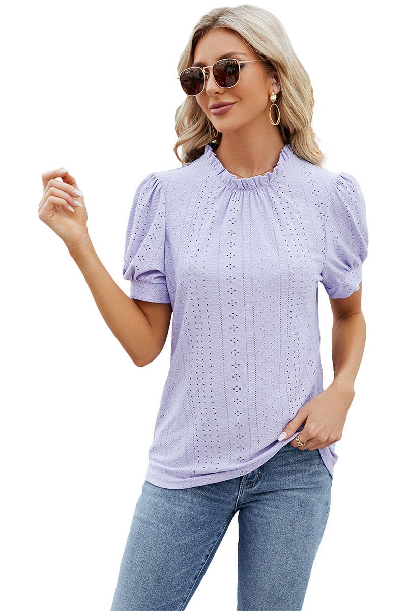 CWTBLS0298_Round Neck Short Sleeved Top