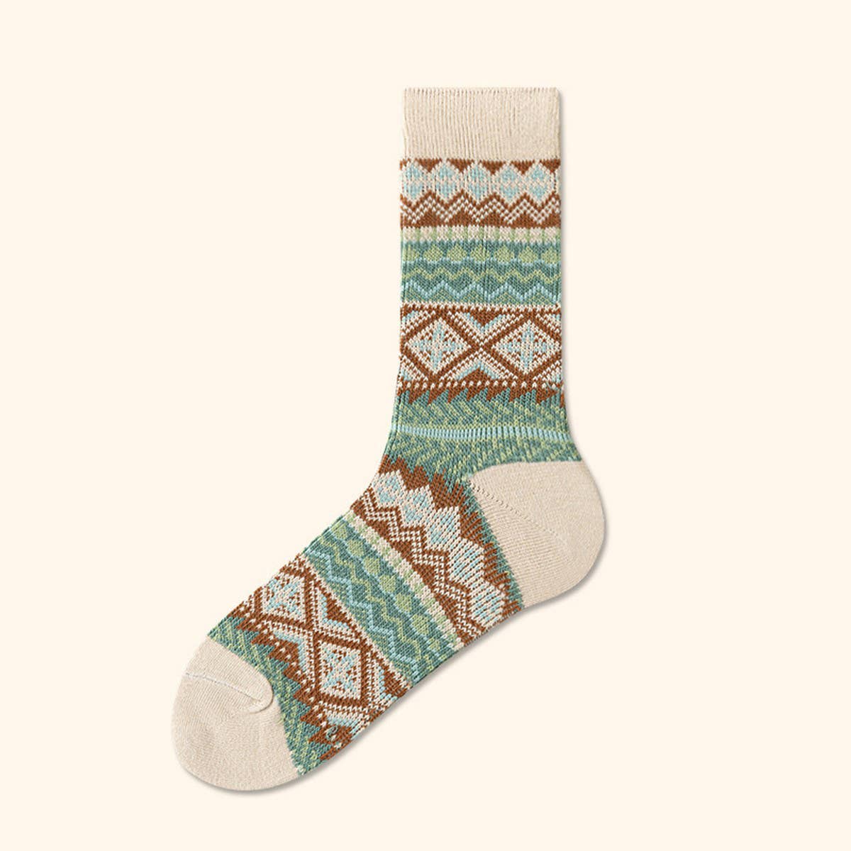 CWMS02727_VINTAGE TRIBAL DIAMOND STRIPE LONG SOCKS