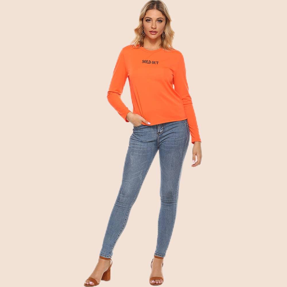 CASUAL PULLOVER ROUND NECK LETTER PRINT T-SHIRT