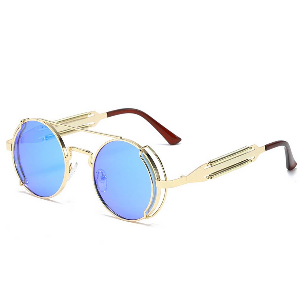 METAL ROUND FRAME STEAMPUNK METAL SUNGLASSES
