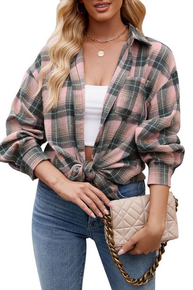 CWTSTL1455_LOOSE-FITTING BUTTON-DOWN PLAID SHIRT