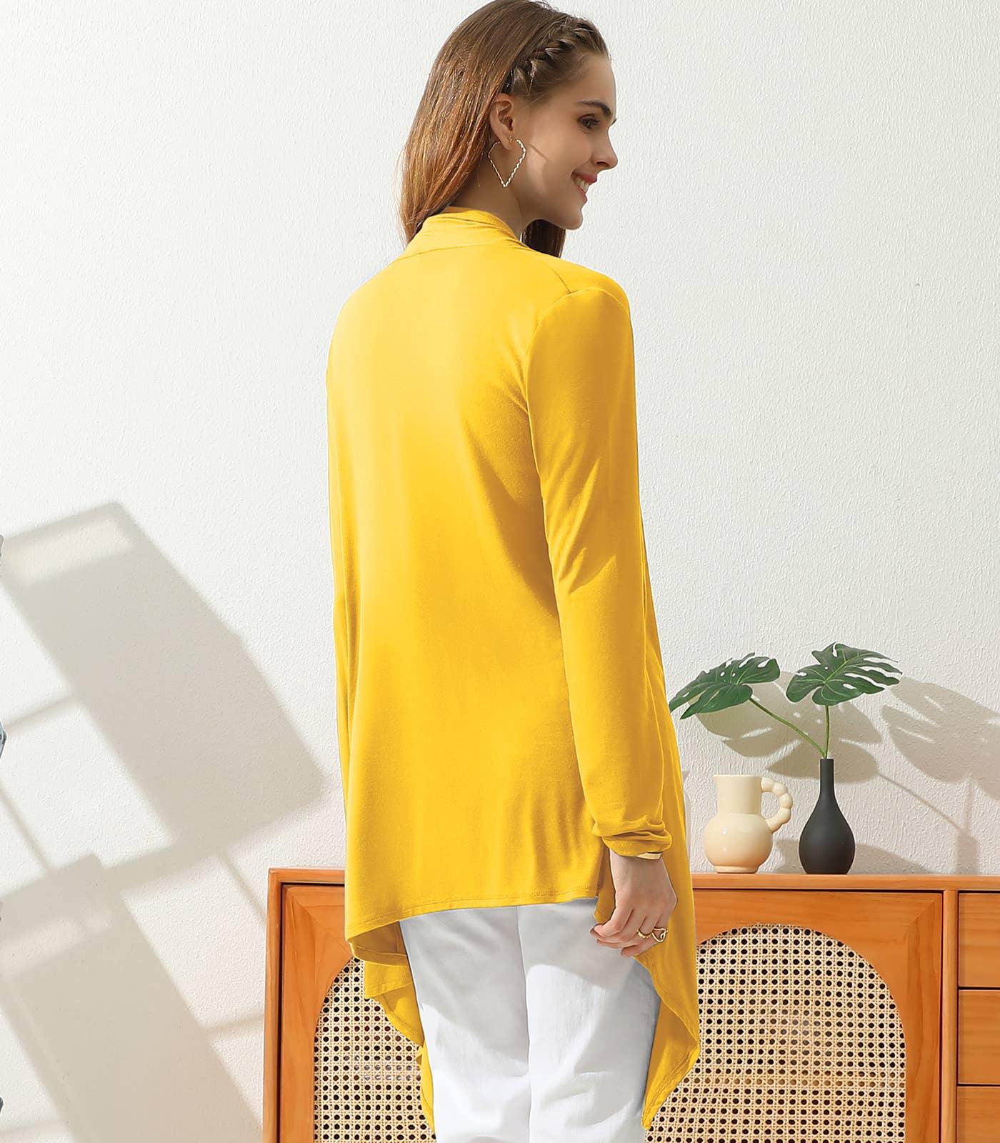 AWTL073_Long Sleeve Casual Open Front Long Cardigan