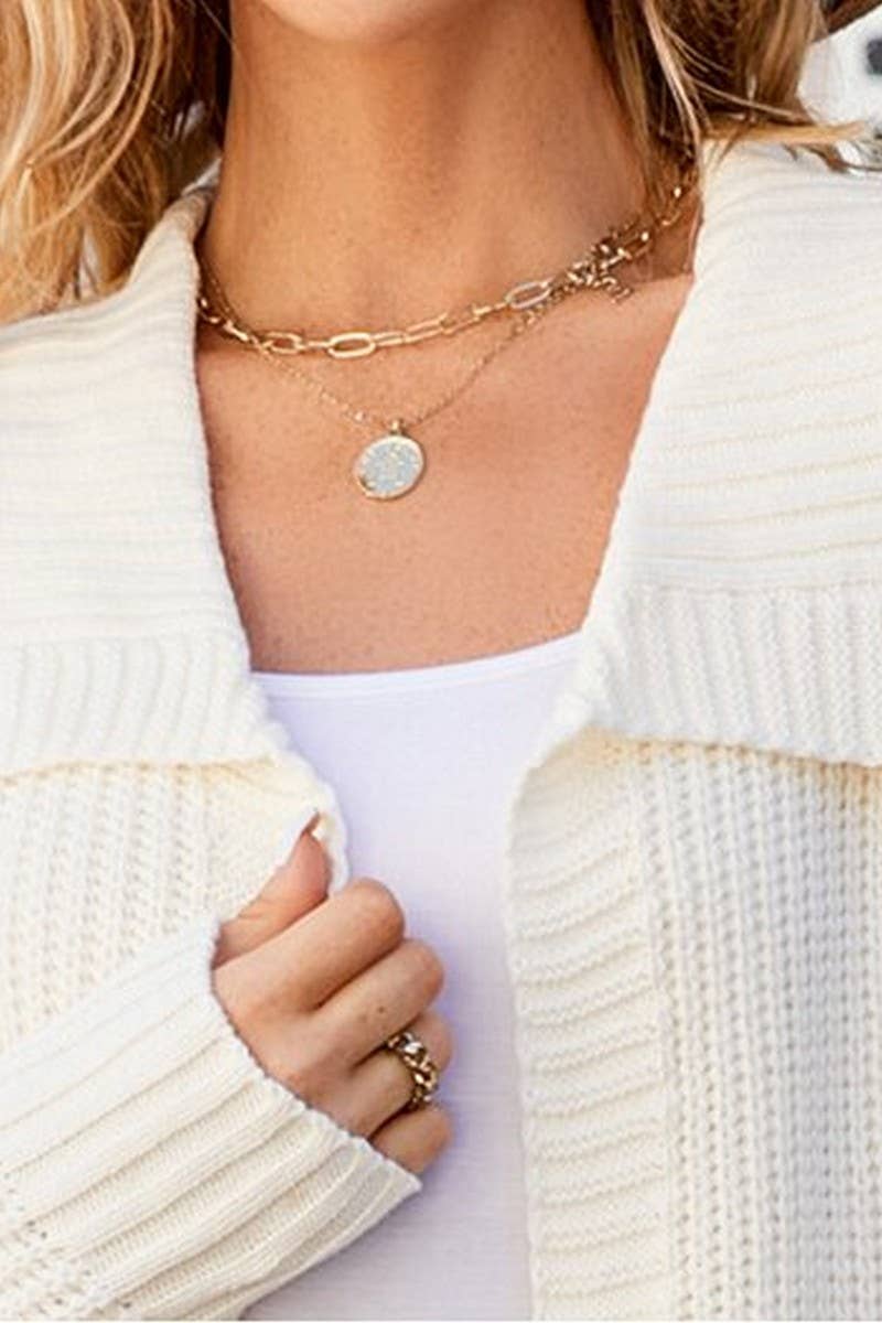 CWOCAL0753_SOLID COLOR LAPEL LONG SWEATER KNITTED CARDIGAN