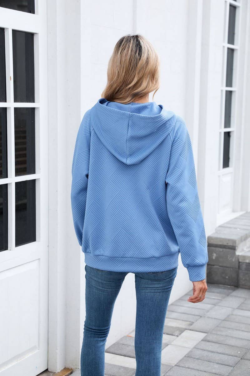 CWOHOL00661_SOLID HOODED POCKET CASUAL SWEATSHIRT