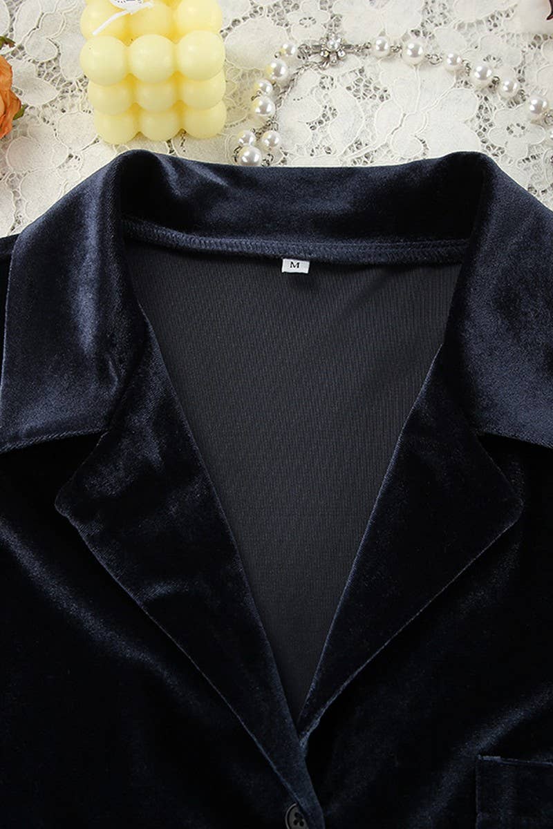 CWSPJ0341_VELVET LONG-SLEEVED TROUSERS PAJAMA SET