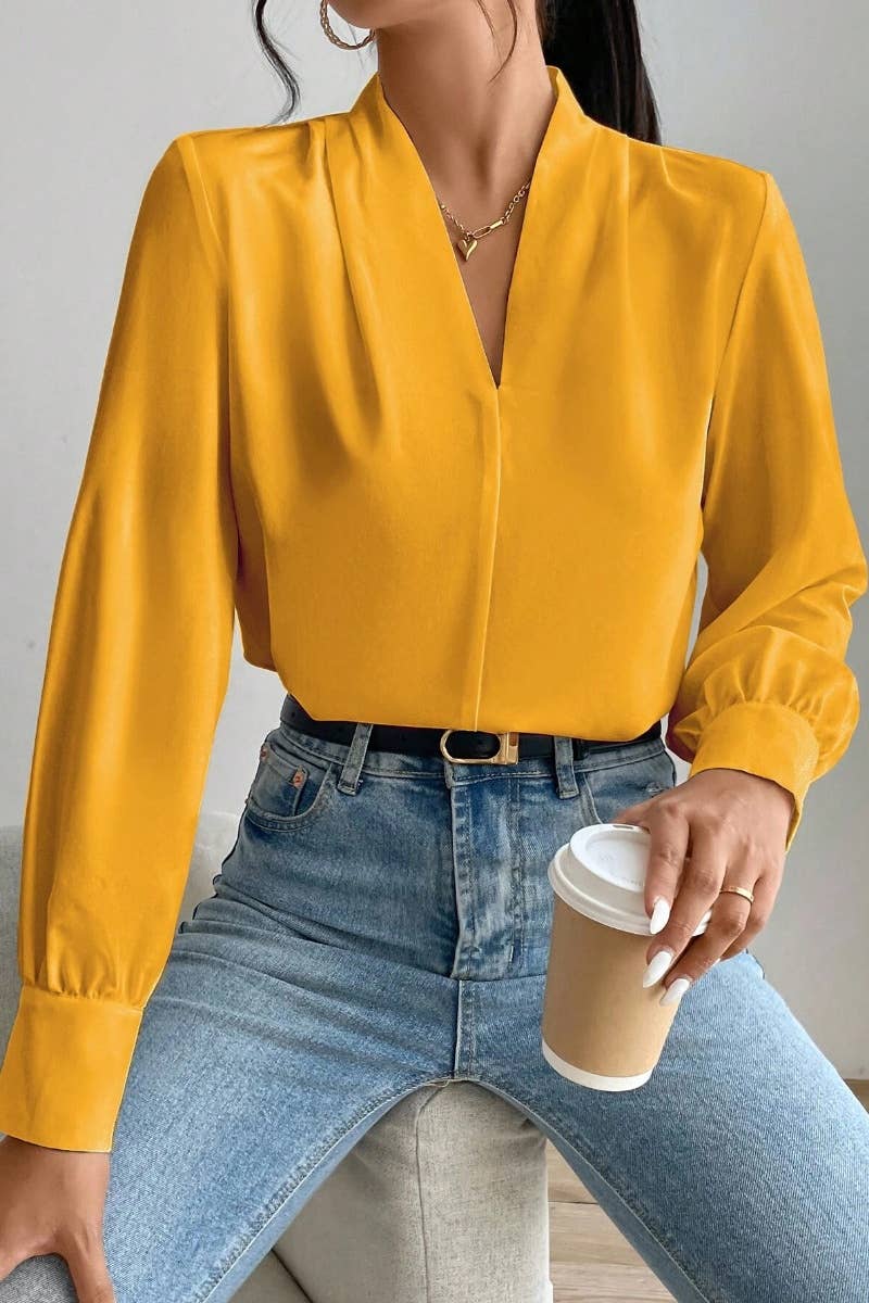 CWTBLL2547_FALL DESIGN SENSE V-NECK LONG SLEEVE TOP