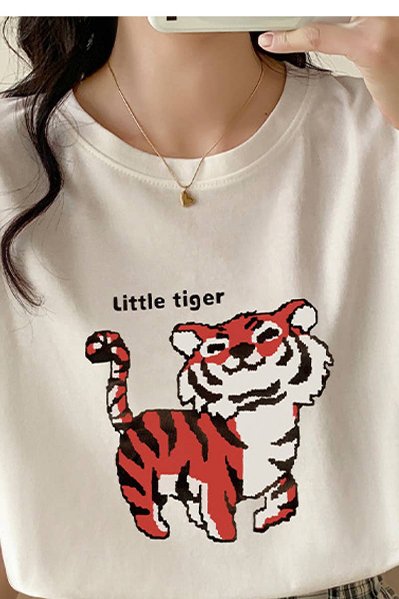 CWTTS0989_LITTLE TIGER PRINT CASUAL T-SHIRT