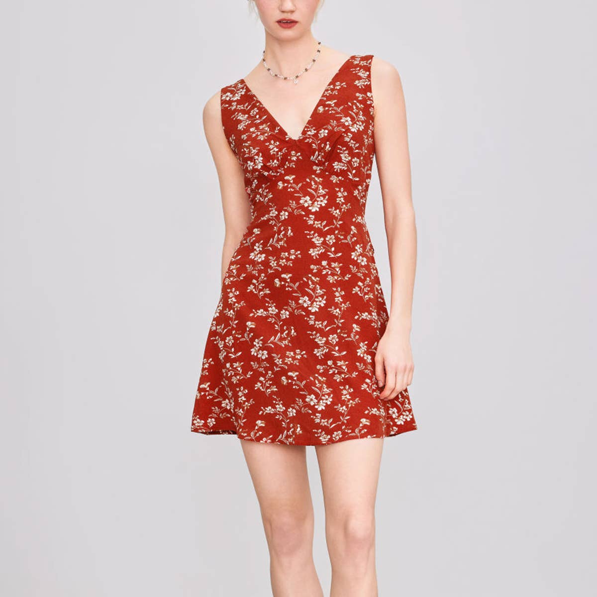 Floral design V-neck dress