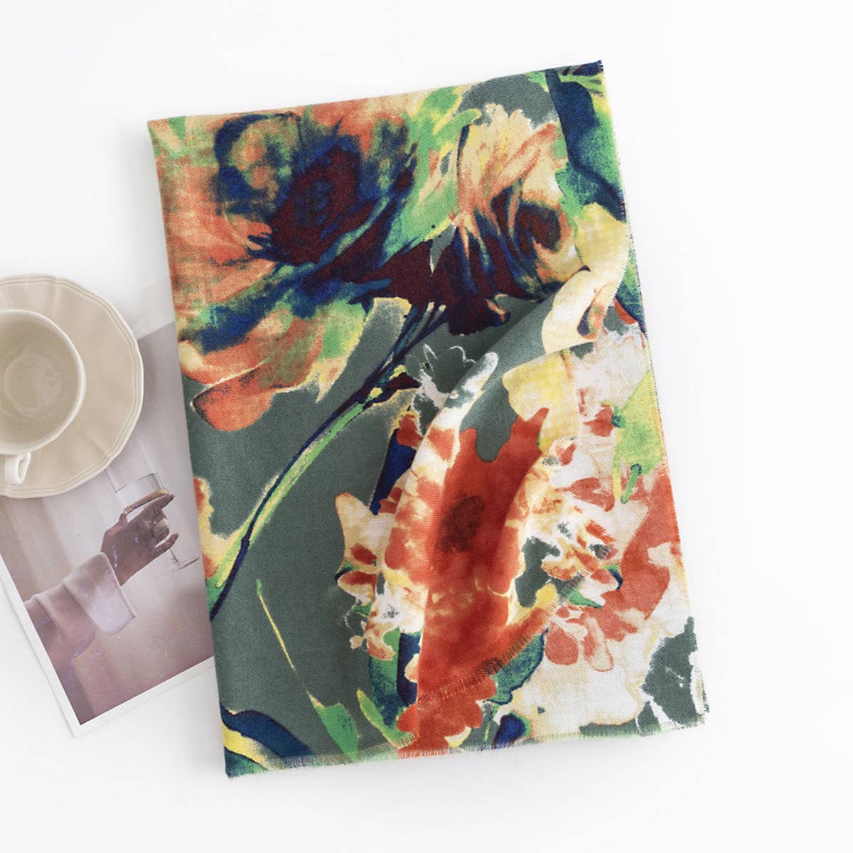 Elegant Floral Faux Cashmere Scarf-Warm Neck Wrap
