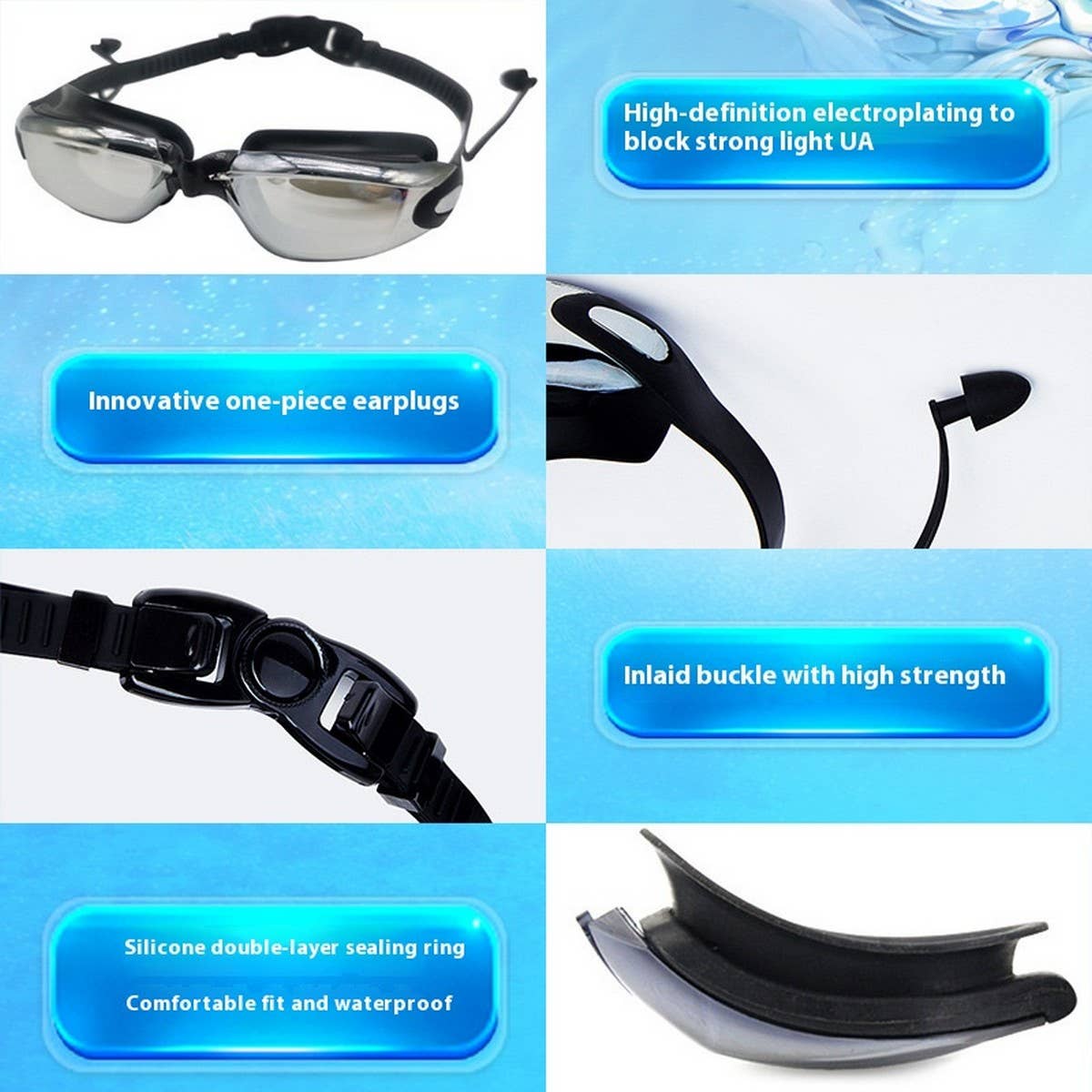Silicone Racing Swim Goggles, HD Anti-Fog Mirror