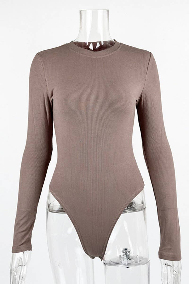 CWSBSL0160_RIBBED COTTON LONG SLEEVE SLIM FIT BODYSUIT
