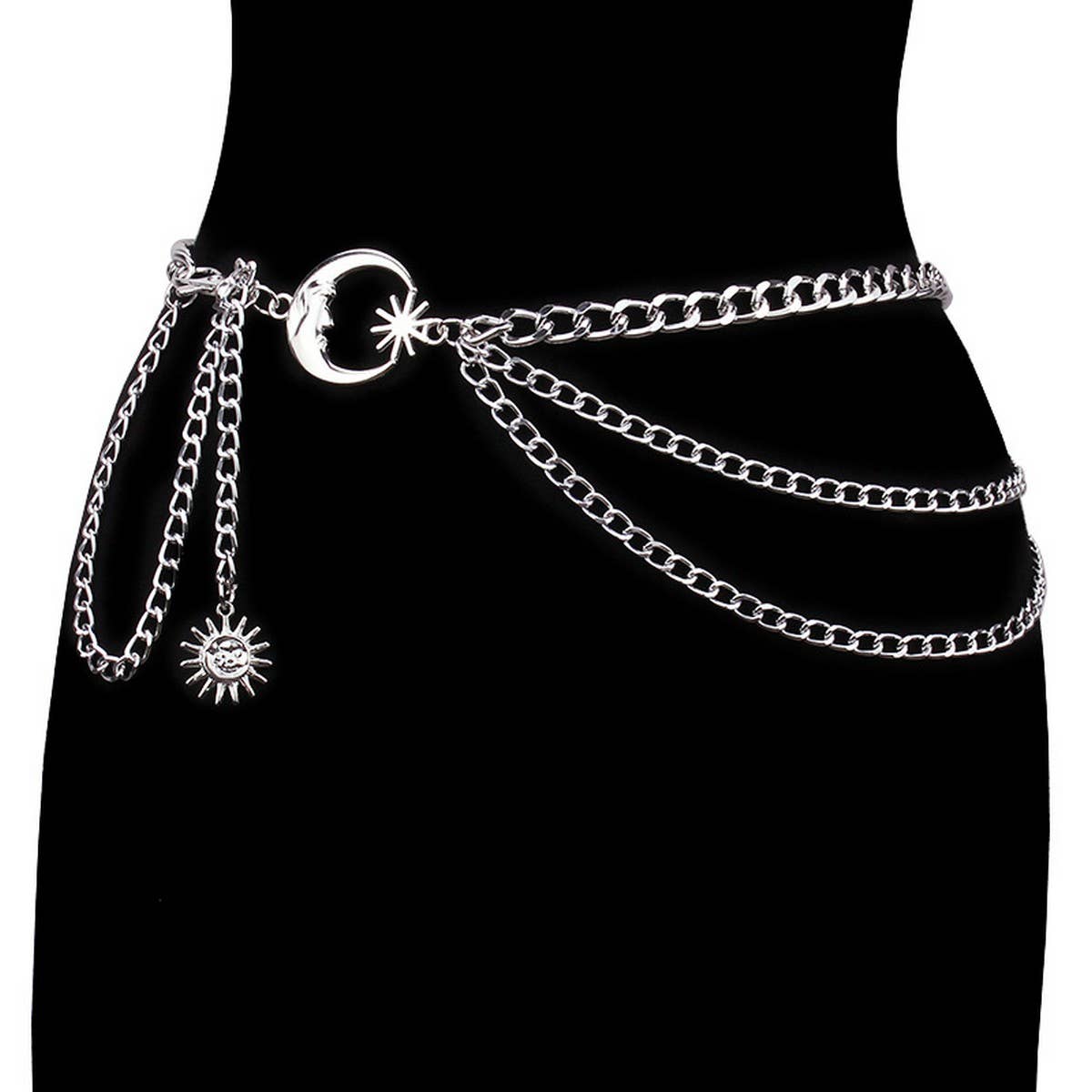 HIP HOP PUNK STYLE MOON MULTI LAYER BODY CHAIN