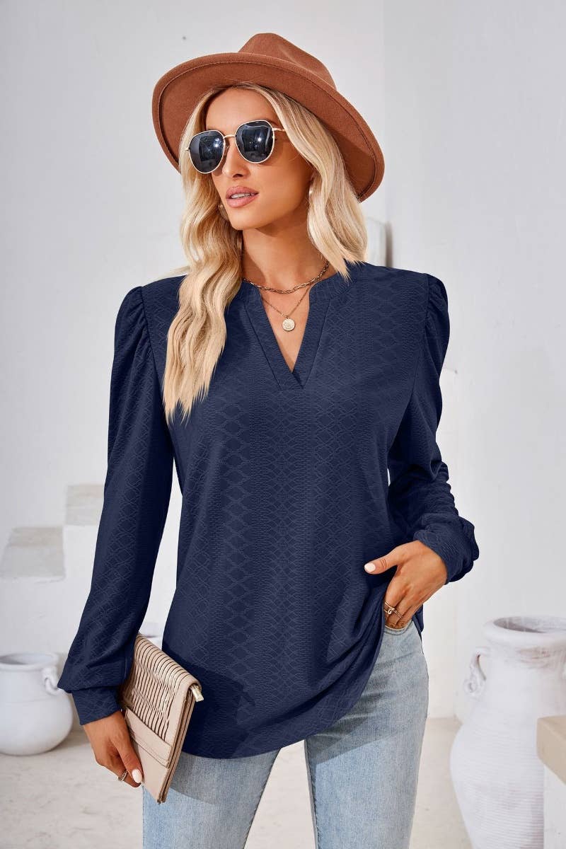 CWTBLL2687_FALL COMMUTER V-NECK LONG-SLEEVED TOP