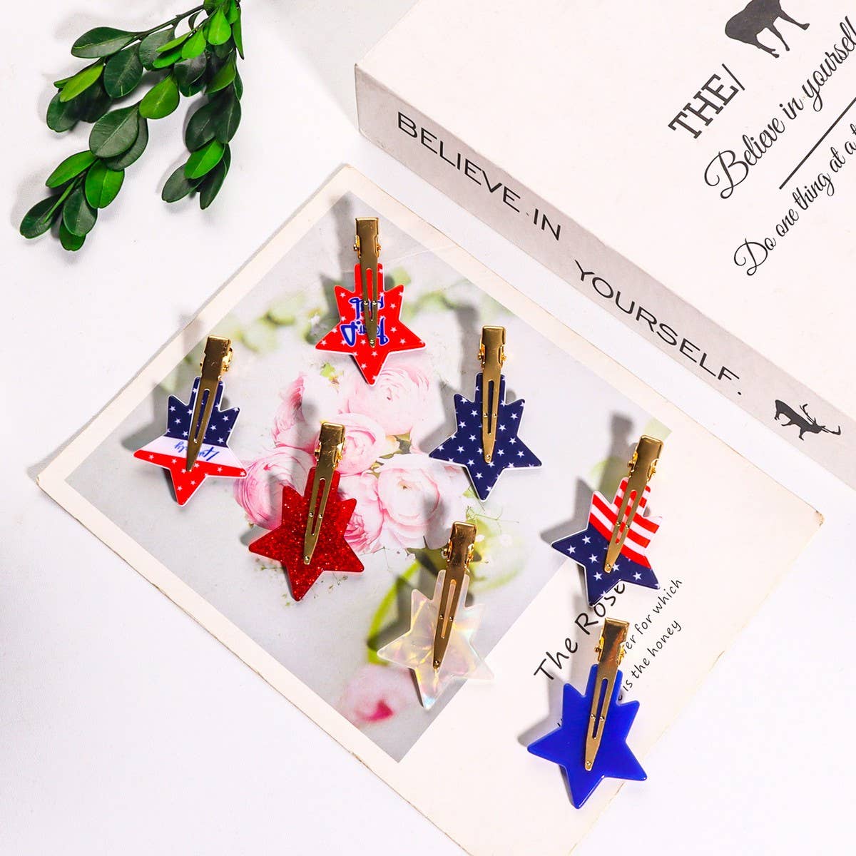CWAHA1249_INDEPENDENCE DAY STAR SHAPE HAIR CLIPS