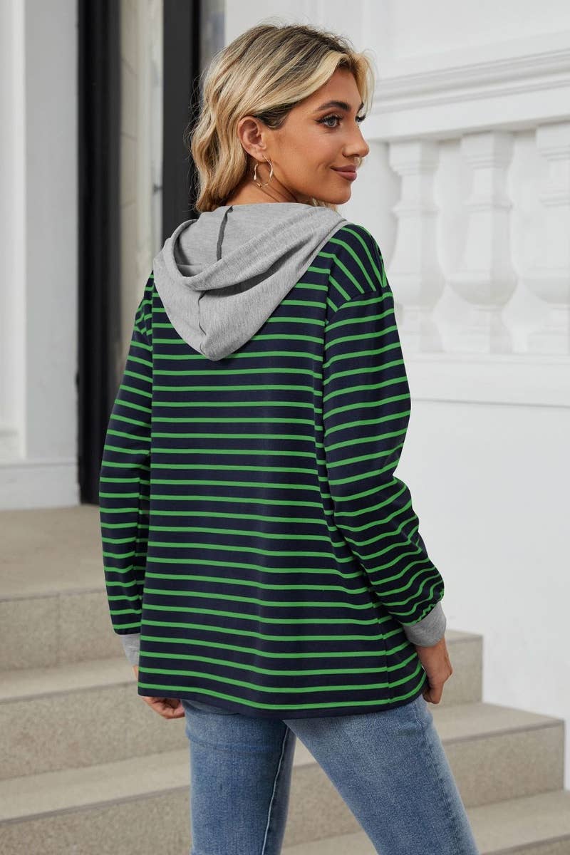 CWOHOL0995_LONG SLEEVED HOODIE WITH STRIPED MATCHING CAPS