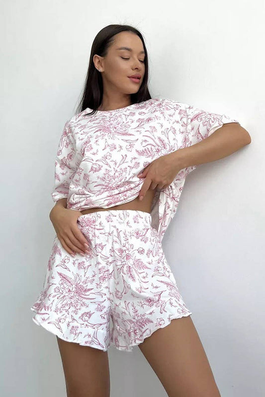 CWSPJ0318_SUSPENDER CARDIGAN LONG SLEEVE SHORTS PAJAMA SET