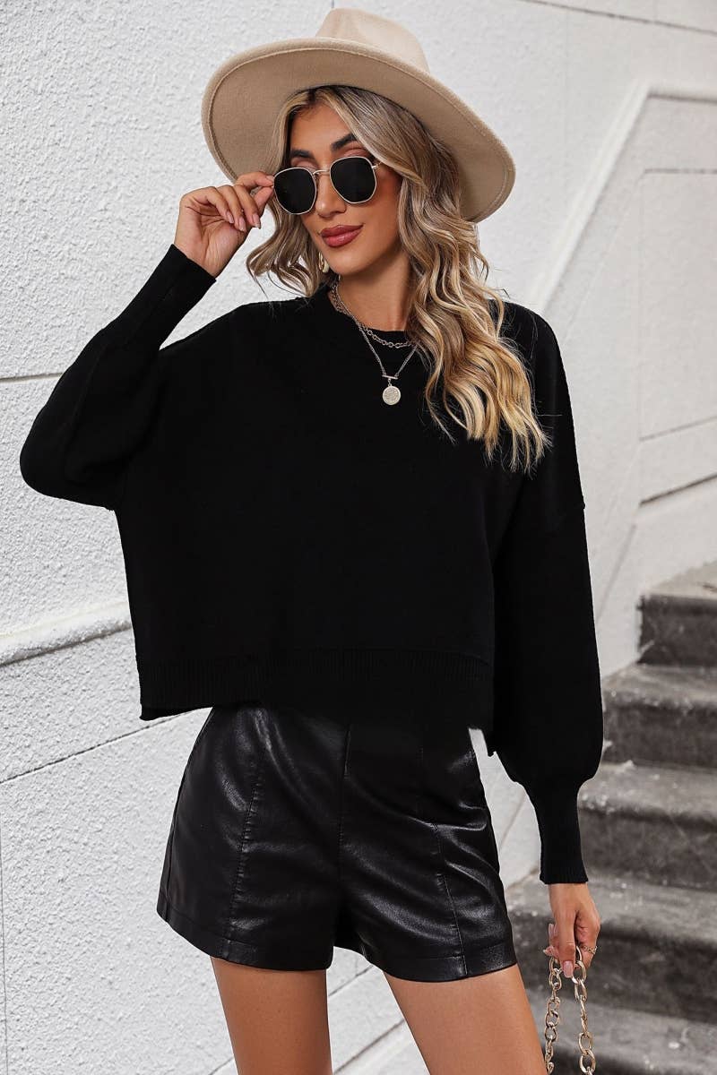 CWOSWL607  Long Sleeve Loose Neck Pullover Sweater